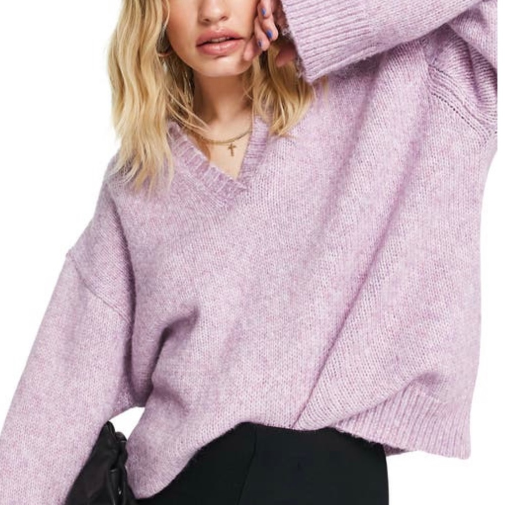 ASOS Open Collar Chunky Knit Lilac Sweater